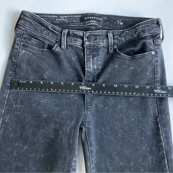 Liverpool The Straight Jeans 6/28 Black Acid Wash Raw Hem Grunge Streetwear - Picture 10 of 14